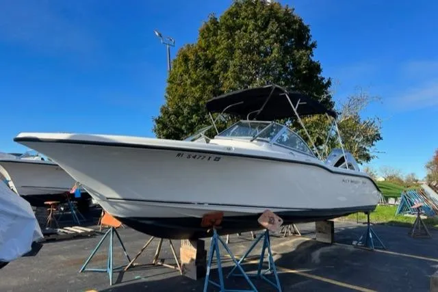 Slide: The Image of 2020 Key West 239 DFS boat on stands, ready for maintenance. - 22