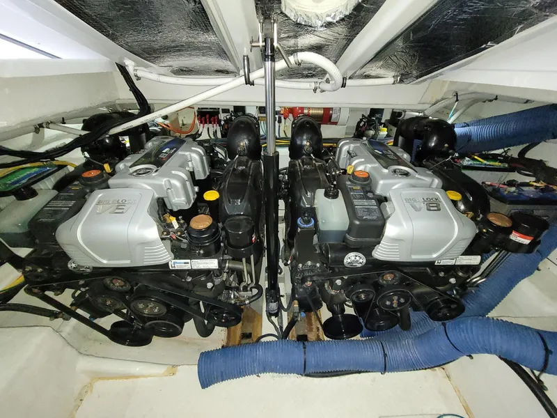 Slide: The Image of Engine room of 2021 Cruisers Yachts 38 GLS I/O with dual engines. - 26