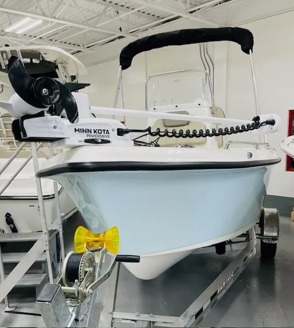 Slide: The Image of 2023 Key West 1720 Center Console boat with Minn Kota trolling motor. - 8