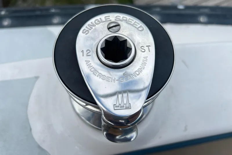 Slide: The Image of Single speed winch on a 1983 Hunter 27 sailboat. - 13
