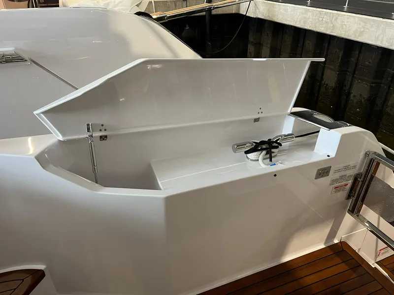 Slide: The Image of 2024 Ferretti Yachts 500, open storage compartment on deck. - 5