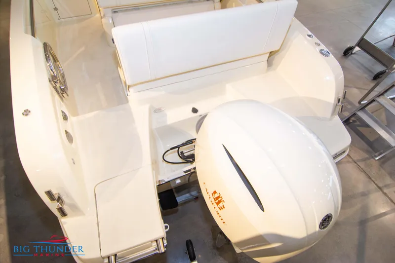 Slide: The Image of 2024 Capoforte SX200 boat rear view with outboard motor. - 8