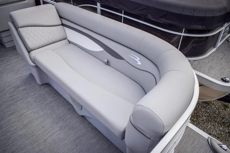 Slide: The Image of 2023 Bennington 21 SLSP pontoon boat with luxurious gray seating. - 5