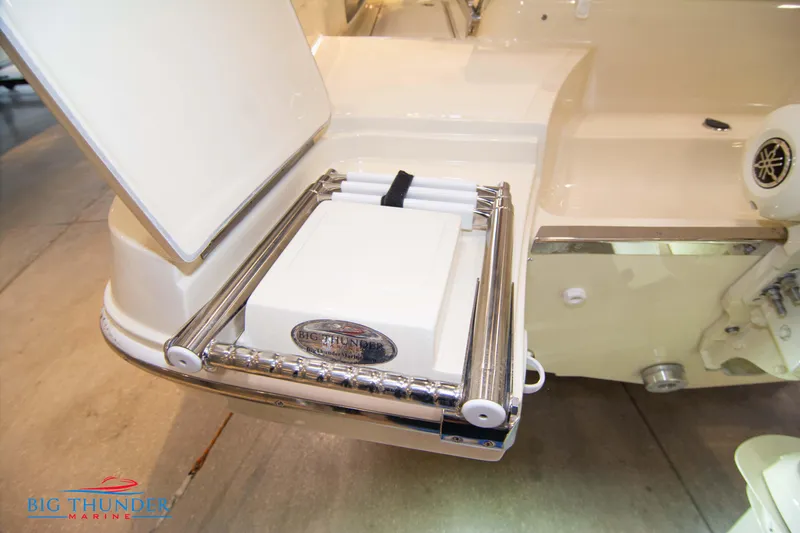 Slide: The Image of Capoforte CX240 2024 model boat with a foldable swim ladder. - 8