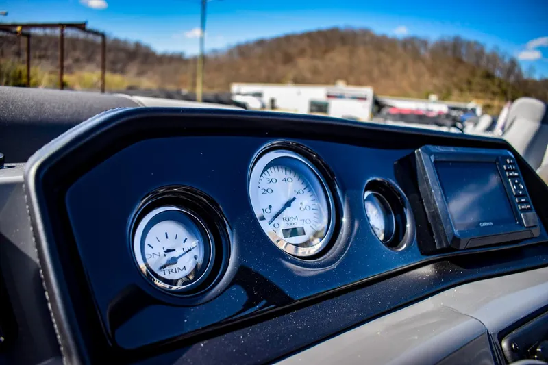 Slide: The Image of Dashboard of 2024 Bennington 20 SVLSR boat with gauges and GPS. - 15