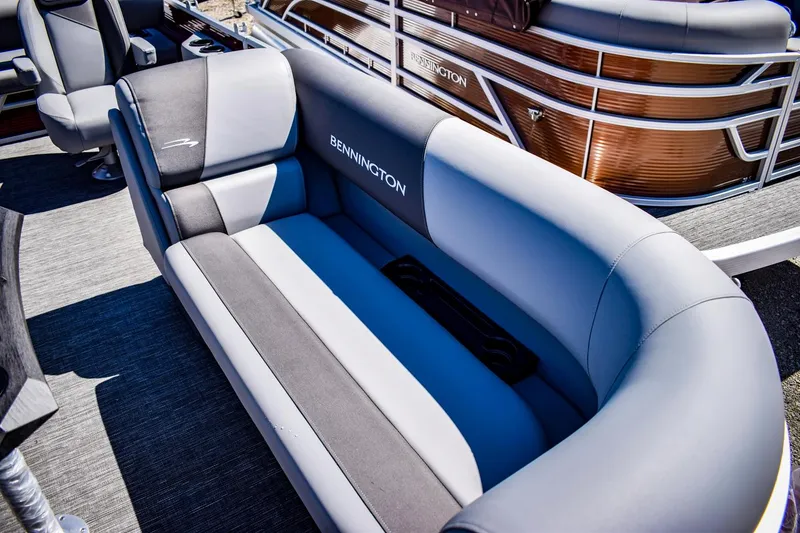 Slide: The Image of 2024 Bennington 20 SVSBSR pontoon boat with luxurious seating. - 6