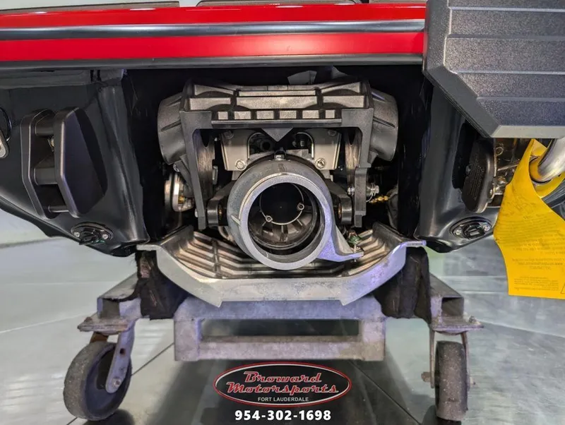 Slide: The Image of Close-up of 2024 Yamaha EX® Deluxe jet propulsion system on display stand. - 13