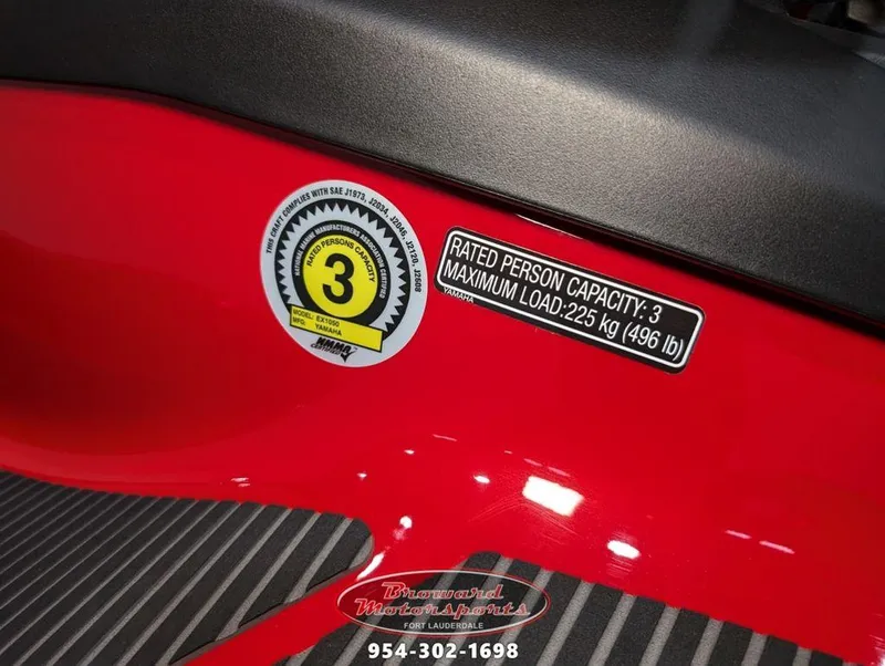 Slide: The Image of 2024 Yamaha EX® Deluxe capacity label, rated for 3 persons, 225 kg max load. - 15