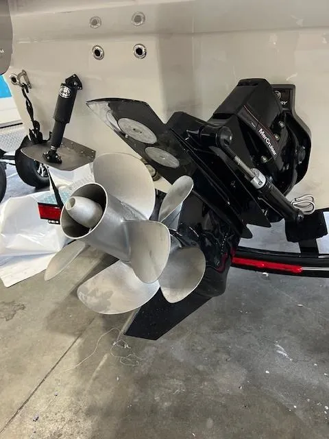 Slide: The Image of 2024 Sea Ray SLX 260 boat propeller and stern drive. - 13