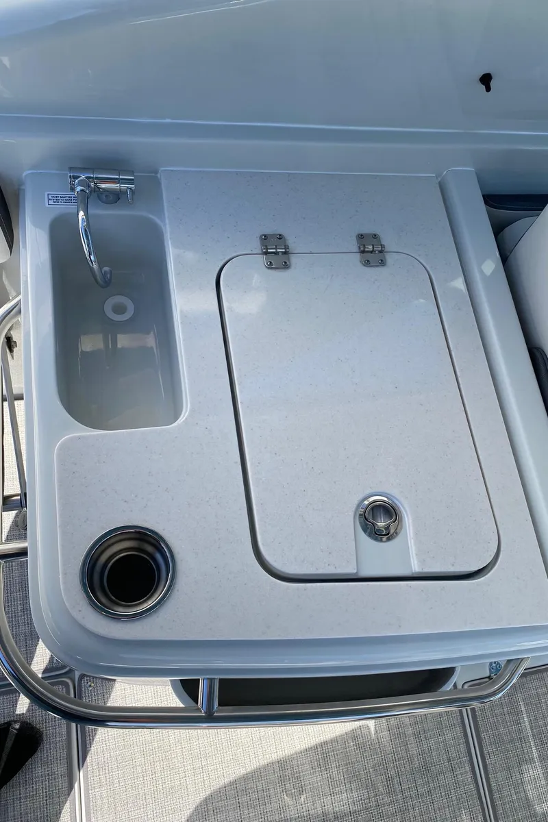 Slide: The Image of 2024 Finseeker 280 DC boat sink and prep station. - 28