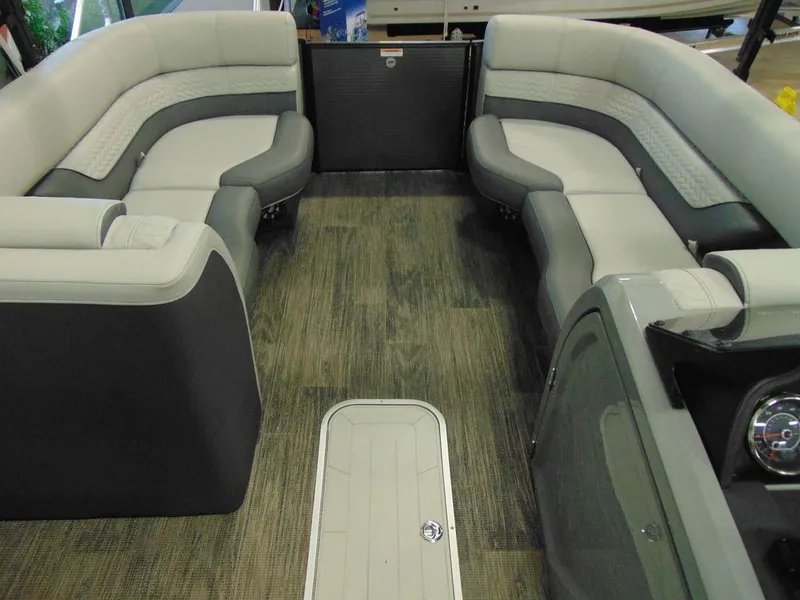 Slide: The Image of 2024 Godfrey Monaco 235 SFL iMPACT Package boat interior with luxurious seating. - 10