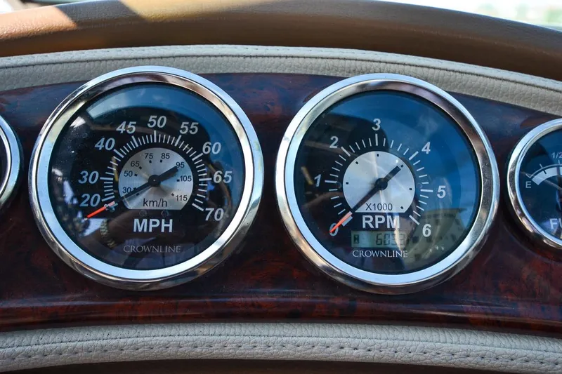Slide: The Image of Close-up of 2014 Crownline Eclipse E6 speedometer and RPM gauges. - 15