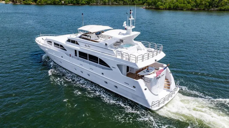 Slide: The Image of Luxurious 2001 Intermarine Raised Pilothouse yacht with hot tub and spacious deck. - 28