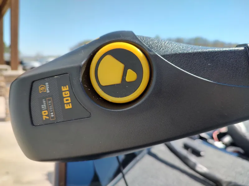 Slide: The Image of Close-up of 2024 Lowe Stinger 195B boat's Minn Kota Edge trolling motor. - 3