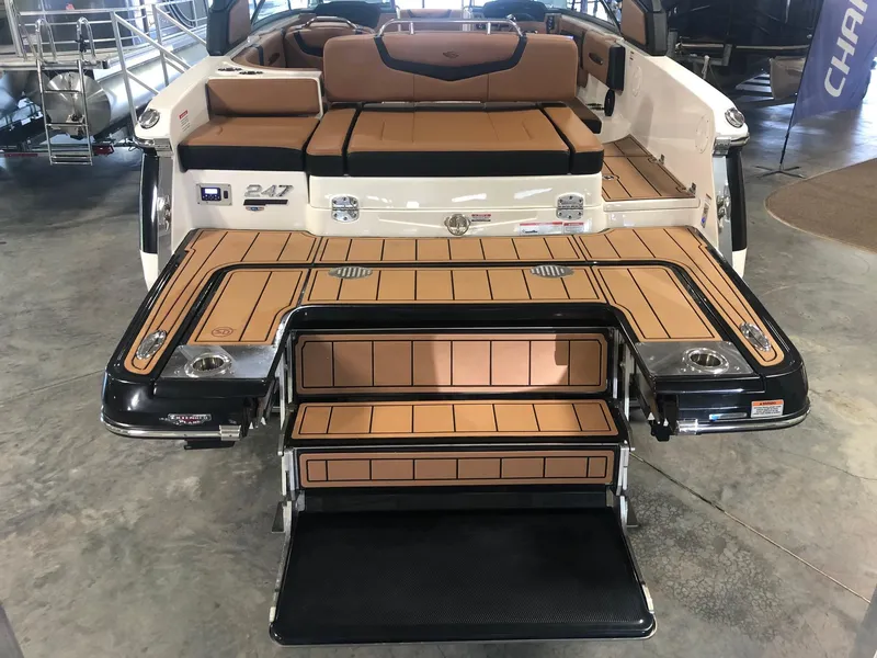 Slide: The Image of 2024 Chaparral 247 SSX boat with extended swim platform and luxurious seating. - 4