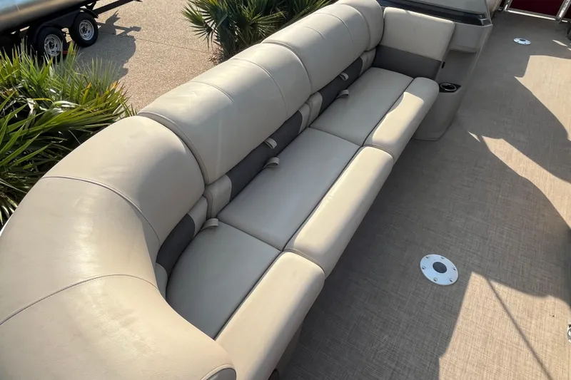 Slide: The Image of Luxurious seating on 2024 Sun Tracker Party Barge 24 DLX pontoon boat. - 4