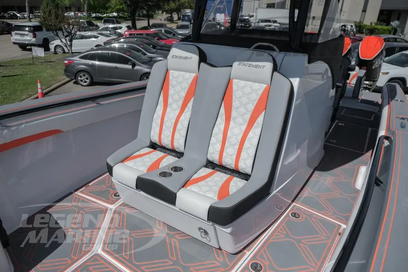 Slide: The Image of Statement 350 Open 2025 boat with stylish seating and modern design. - 26