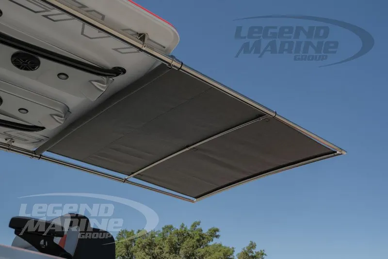 Slide: The Image of Statement 350 Open 2025 boat with extended sunshade canopy. - 47