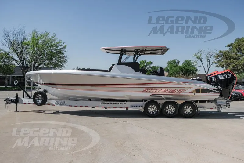 Slide: The Image of 2025 Statement 350 Open boat on a trailer by Legend Marine Group. - 7