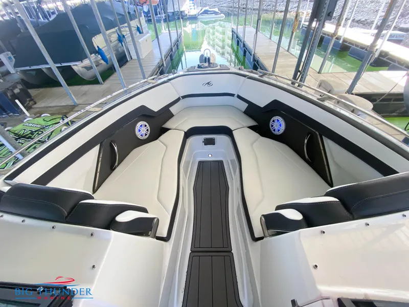 Slide: The Image of 2021 Monterey 278SS boat interior with seating and speakers. - 40