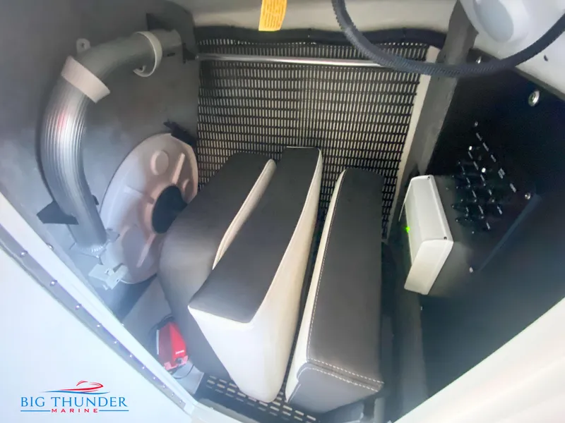 Slide: The Image of 2021 Monterey 278SS boat interior with seating and control panel. - 48