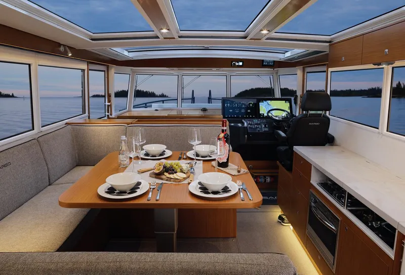 Slide: The Image of Cozy bedroom in 2025 Sargo 45 Cat A boat with modern wooden cabinetry. - 17