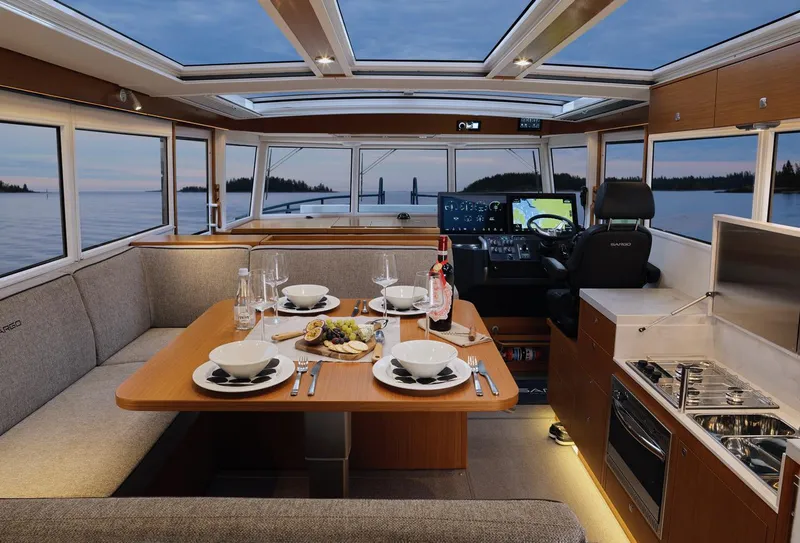 Slide: The Image of Luxurious bedroom interior of 2025 Sargo 45 Cat A yacht with skylight. - 18