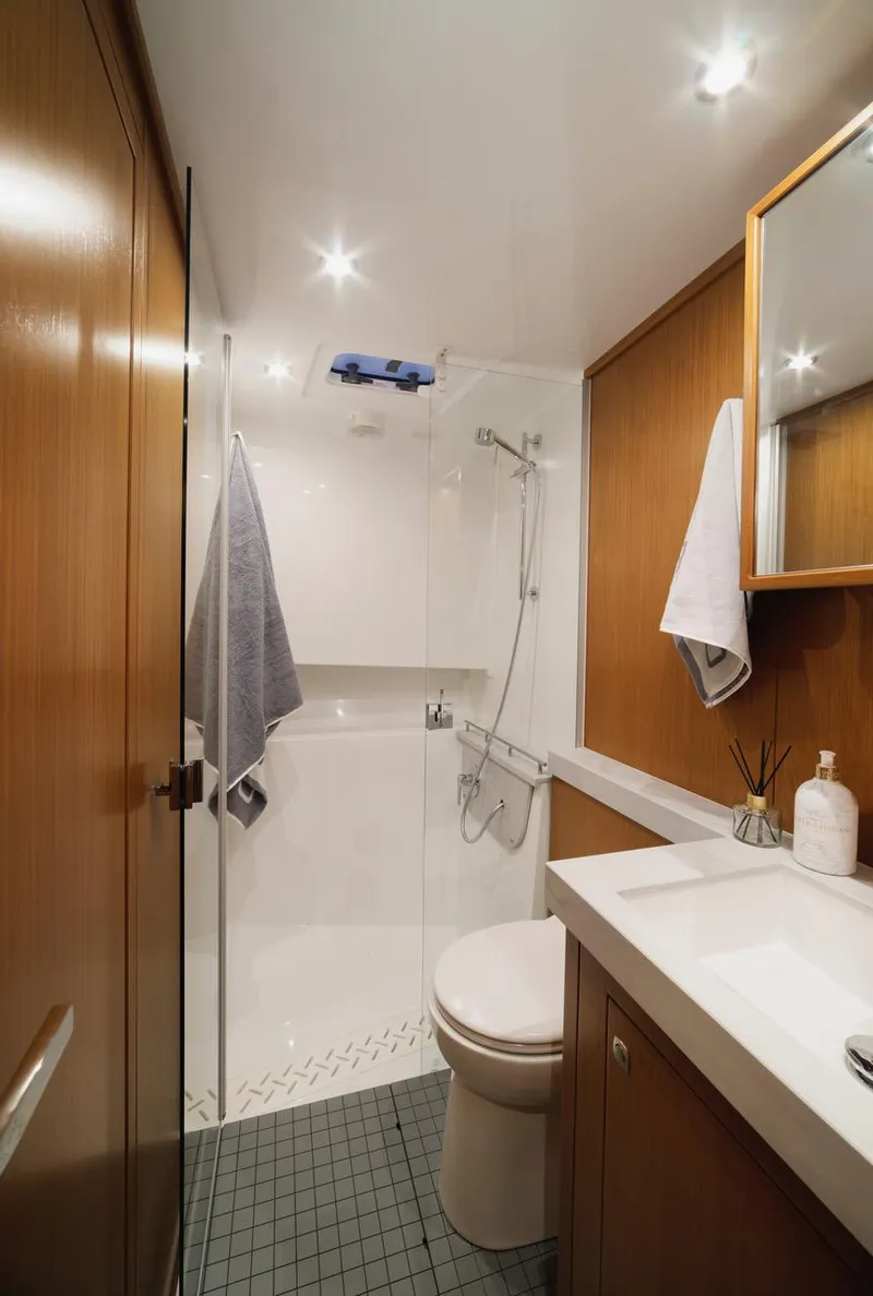 Slide: The Image of Modern bathroom in 2025 Sargo 45 Cat A yacht with shower and wooden accents. - 32