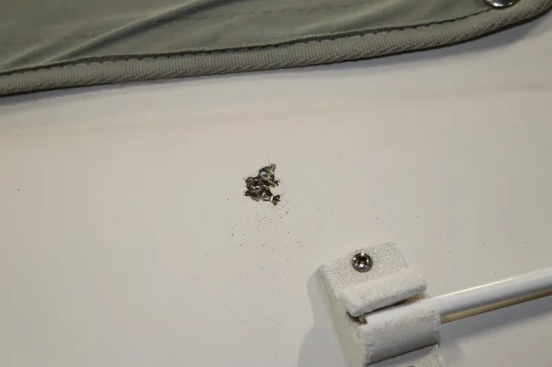 Slide: The Image of Close-up of damage on a 2013 Stingray 208 CK boat surface. - 4