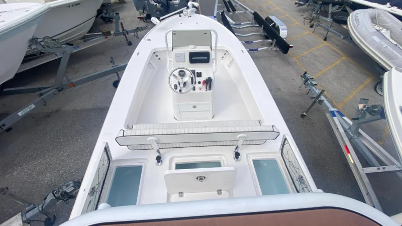 Slide: The Image of Piranha F2000 boat, 2025 model, top view of cockpit and seating area. - 19