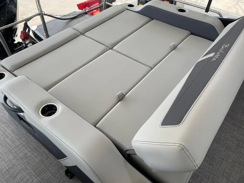 Slide: The Image of 2024 Barletta Cabrio 22UC boat with spacious, luxurious seating and cup holders. - 39
