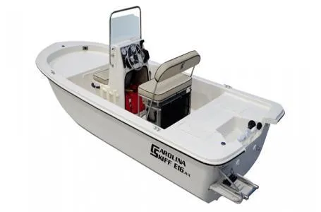 Slide: The Image of 2024 Carolina Skiff E Series E16 JVX CC center console boat. - 8