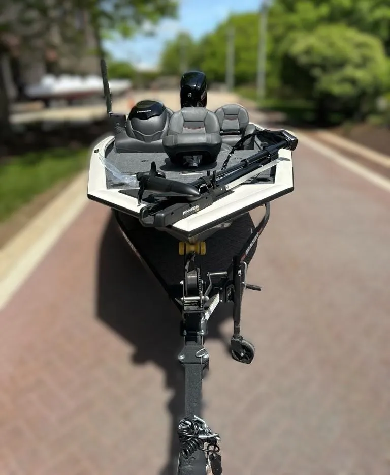 Slide: The Image of 2024 Tracker Pro Team 175 TF fishing boat on a trailer. - 2