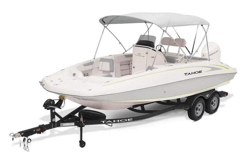 Slide: The Image of 2024 Tahoe 2150 CC boat with Mercury outboard motor, side view. - 3