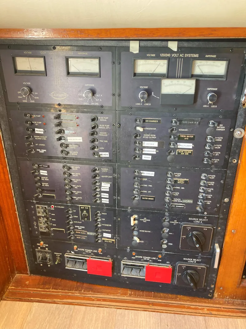 Slide: The Image of Electrical control panel of a 1988 Viking 70 Cockpit Motor Yacht. - 16
