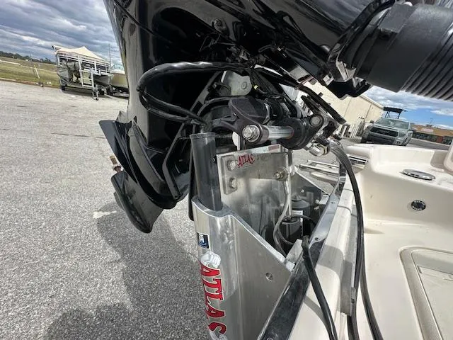 Slide: The Image of 2024 Carolina Skiff 23 LX boat engine and Atlas jack plate. - 21