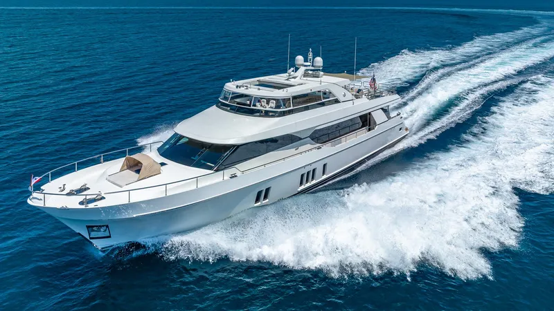 Slide: The Image of 2015 Ocean Alexander Motoryacht Open Bridge cruising on the ocean. - 0