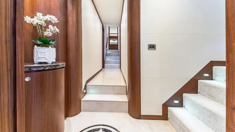 Slide: The Image of Luxurious interior hallway of 2015 Ocean Alexander Motoryacht Open Bridge. - 35