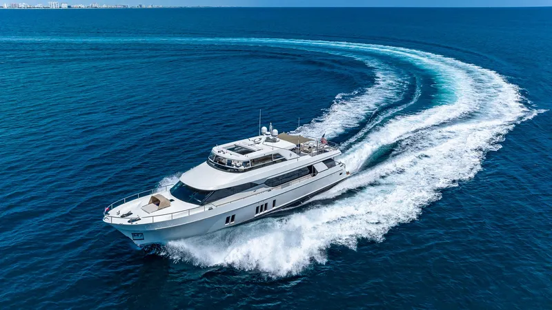 Slide: The Image of 2015 Ocean Alexander Motoryacht Open Bridge cruising on the ocean. - 4