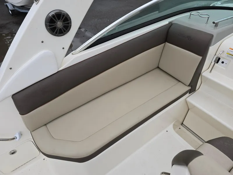Slide: The Image of 2015 Sea Ray 260 Sundancer boat interior seating area. - 4