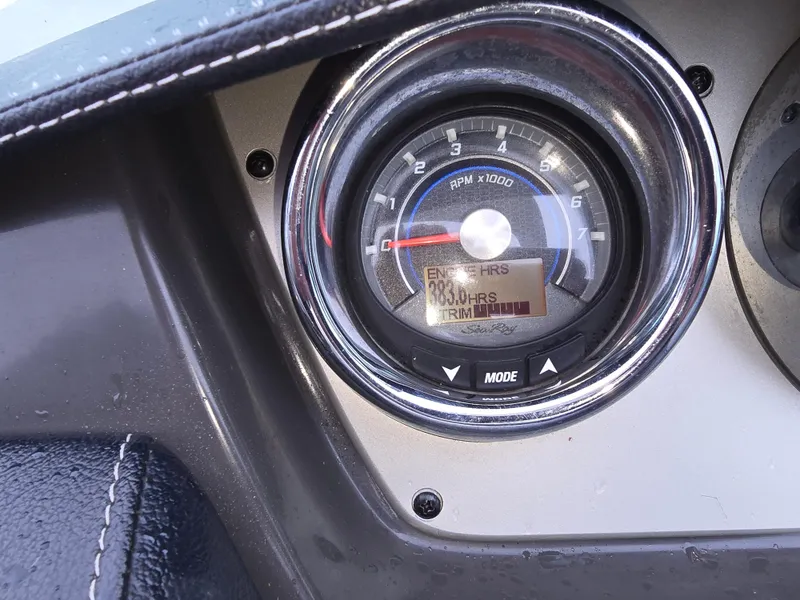 Slide: The Image of Close-up of 2015 Sea Ray 260 Sundancer tachometer displaying engine hours. - 5
