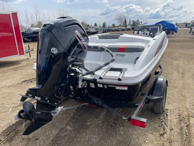 Slide: The Image of 2024 Tahoe T16 boat with Mercury outboard motor on trailer. - 4