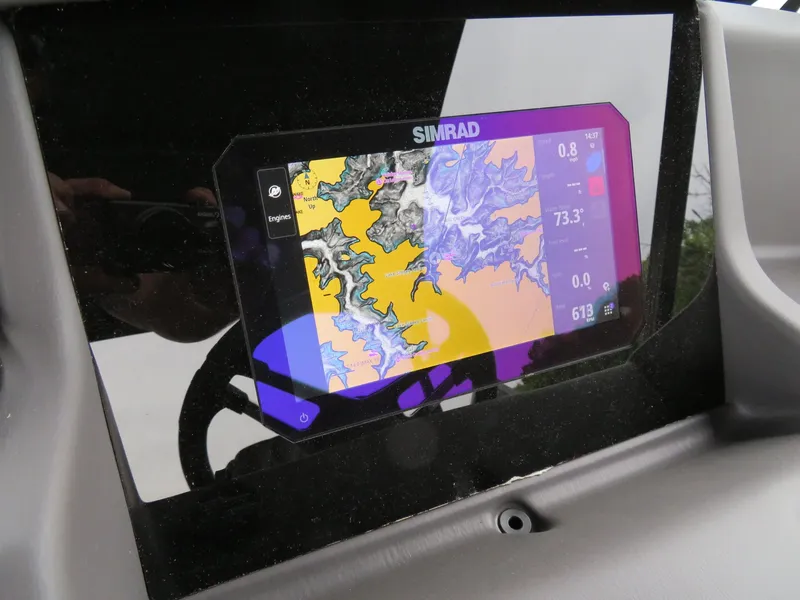 Slide: The Image of Simrad display on 2024 Bennington 23RSB showing map view. - 6