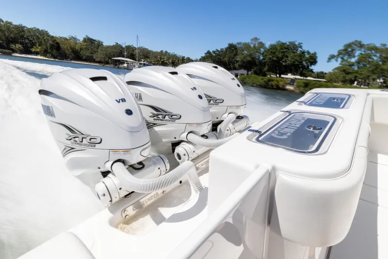 Slide: The Image of 2021 Contender 39FA Fish Around with triple Yamaha XTO outboard engines. - 27