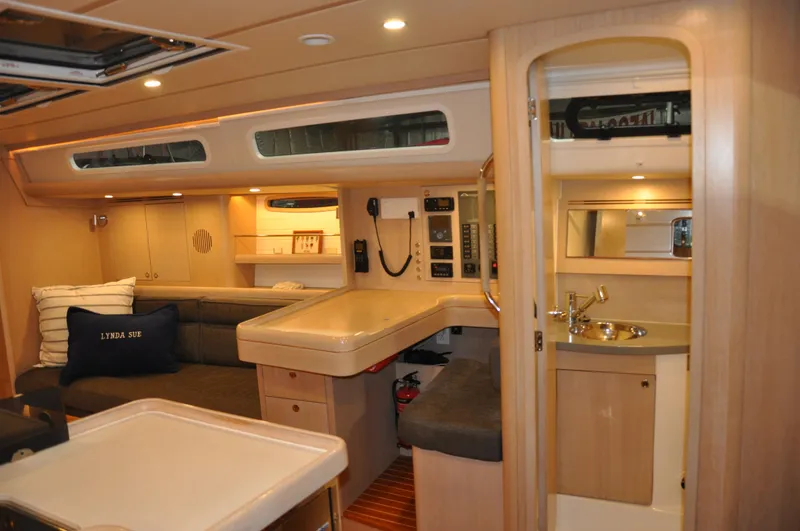 Slide: The Image of Interior of 2020 Arcona 435 yacht with modern design and cozy seating area. - 32