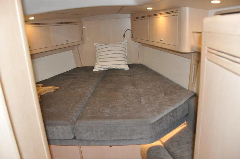 Slide: The Image of Cozy cabin interior of 2020 Arcona 435 yacht with comfortable bedding. - 44