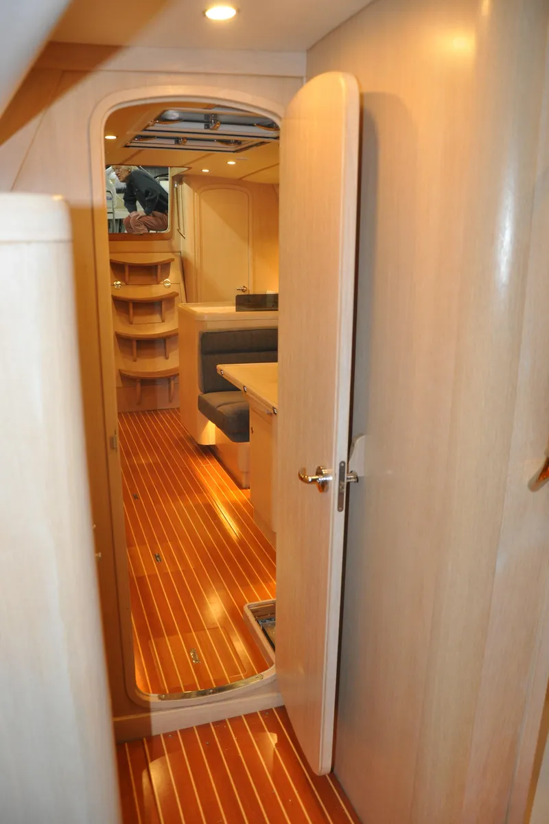 Slide: The Image of Interior of 2020 Arcona 435 yacht with wooden flooring and modern design. - 48