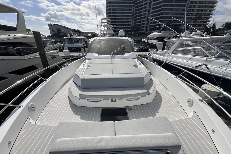 Slide: The Image of Azimut 40 Verve 2020 yacht docked, showcasing sleek design and spacious deck. - 16
