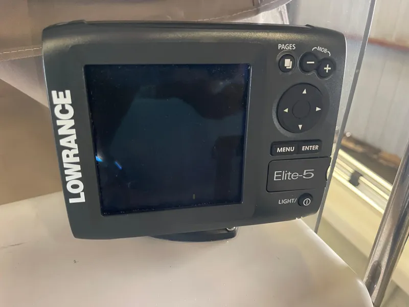 Slide: The Image of Lowrance Elite-5 fishfinder on 2013 KenCraft Bay Rider 1860 boat. - 13