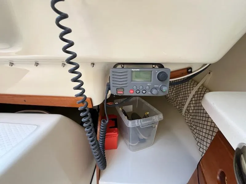 Slide: The Image of VHF radio setup in 2010 Seaward 26RK sailboat cabin. - 24